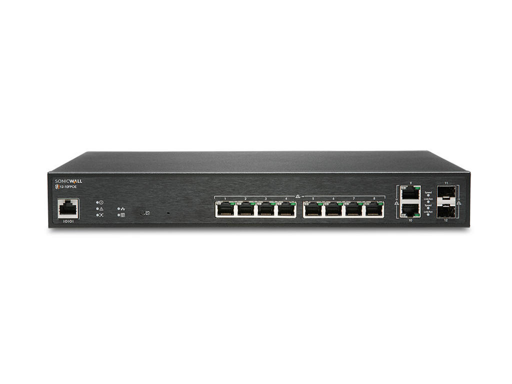 SonicWall SWS12-10FPOE Administreret L2 Gigabit Ethernet (10/100/1000) Strøm over Ethernet (PoE) Sort