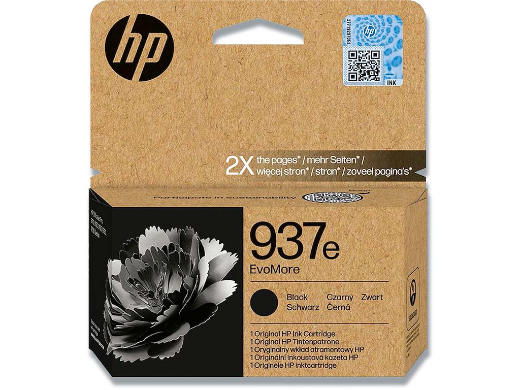 Blækpatron, 1 stk, 2.500 sider, Black-sort, HP EvoMore 937e