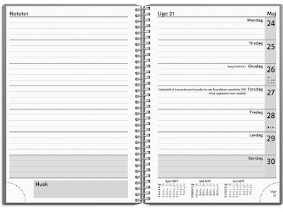 Kalender, 2027, Uge, 1 uge pr. opslag, Grå, Mayland