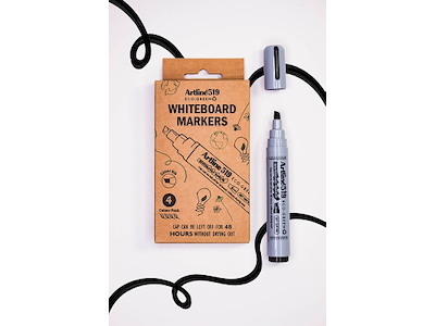 Whiteboard marker, Kantet spids, Sort, 4 stk, 2-5 mm, Artline ECO-GREEN 519
