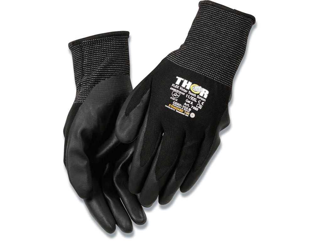 Arbejdshandsker, Nitril-nylon, Str. 12, Halvdyppet, Thor Flex Vinter 