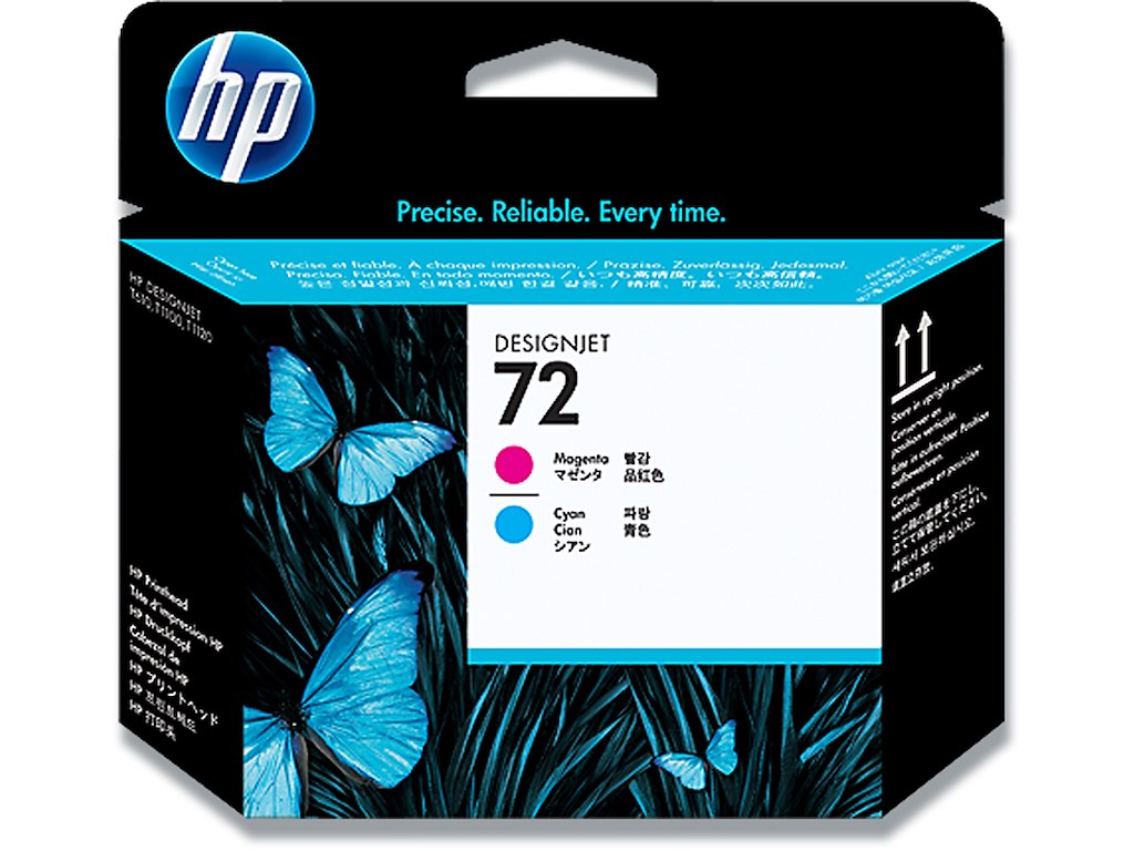 Printhoved, 2 farver, Magenta-rød, Cyan-blå, HP 72