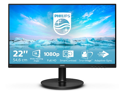 Philips V Line 221V8A/00 computerskærm 54,6 cm (21.5") 1920 x 1080 pixel Fuld HD LED Sort