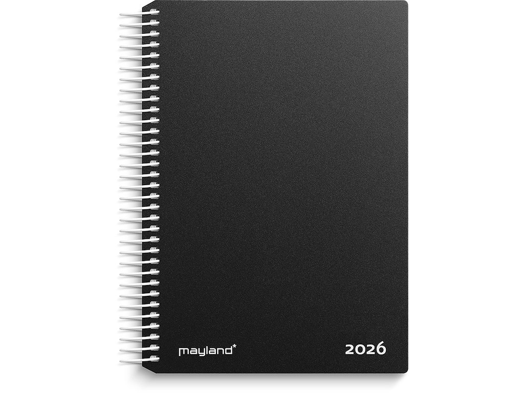 Kalender, 2026, Dag, 1 dag pr. side, Sort, Mayland