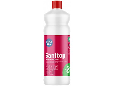 Sanitetsrengøring, Sur, Uden farve og parfume, 1 liter, Kiilto Pro Sanitop