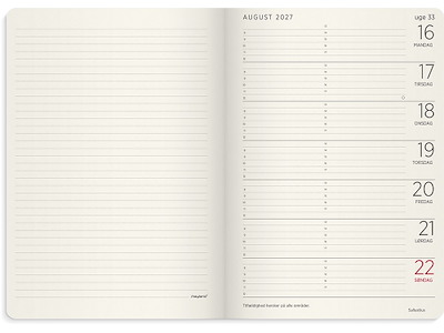 Kalender, 2027, A5 Forma Deluxe Tværformat, 1 uge pr. opslag, Sort, Mayland