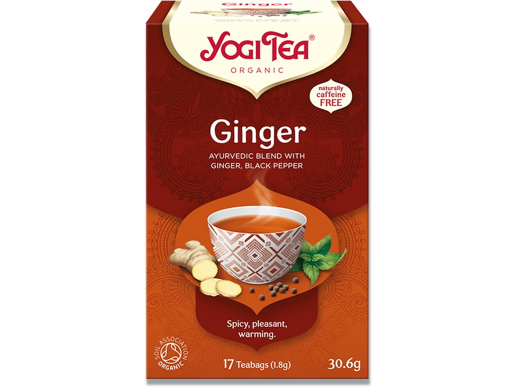 Brev-the, Ginger, 17 breve æsken, 6 æsker, Yogi Tea Økologisk