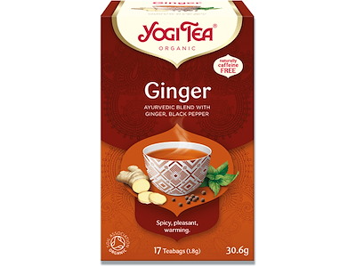 Brev-the, Ginger, 17 breve æsken, 6 æsker, Yogi Tea Økologisk