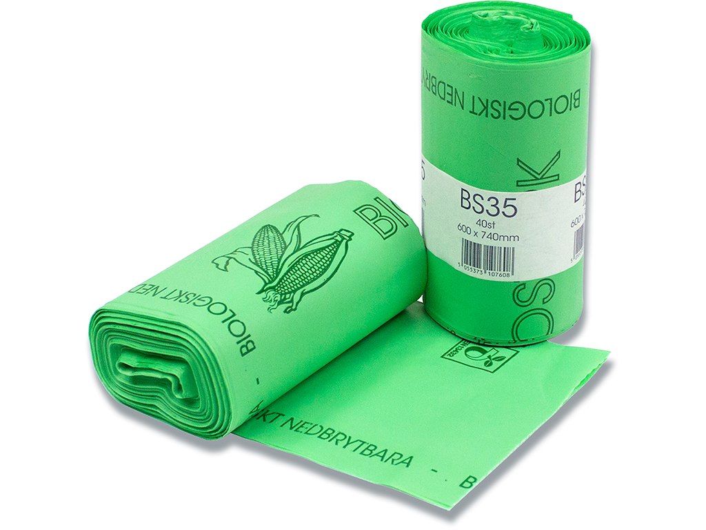 Affaldspose, 35 liter, 17 micron, Grøn, 15 ruller, 40 poser pr rulle, MultiLine Komposterbar