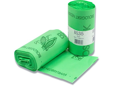 Affaldspose, 35 liter, 17 micron, Grøn, 15 ruller, 40 poser pr rulle, MultiLine Komposterbar