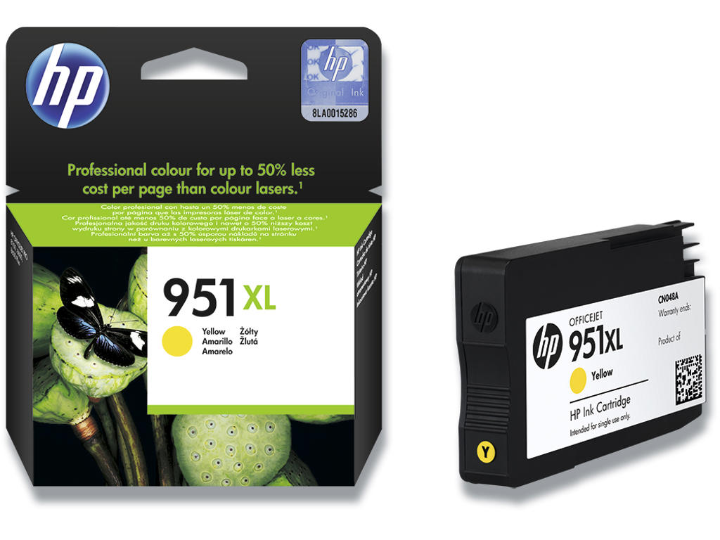Blækpatron, 1 stk, 1.500 sider, Yellow-gul, HP 951XL
