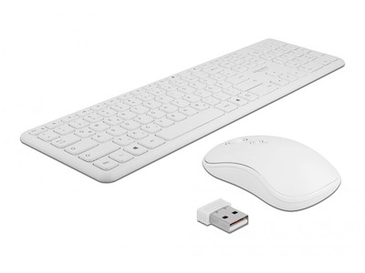 DeLOCK 12703 tastatur Mus inkluderet Universel RF trådløst QWERTZ Tysk Hvid