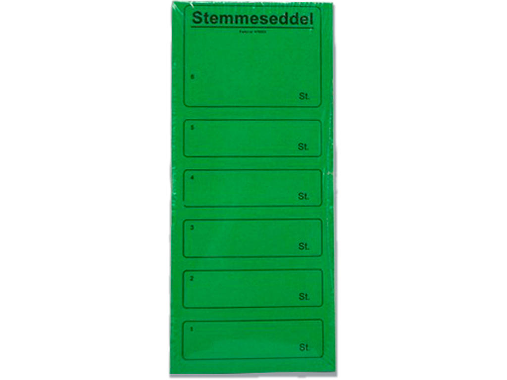 Stemmeseddel, Grøn, 250x100 mm, 100 stk, Ferco 