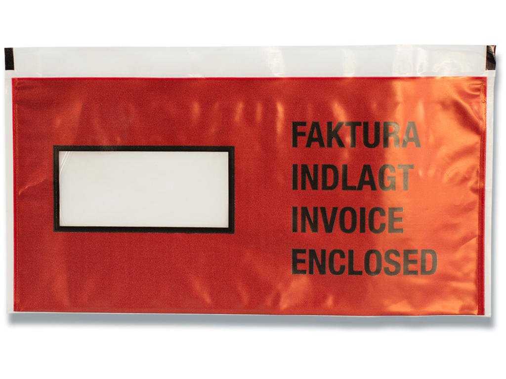 Følgeseddellommer, ''Faktura Indlagt''/''Invoice Enclosed'', M65, 1000 lommer, 