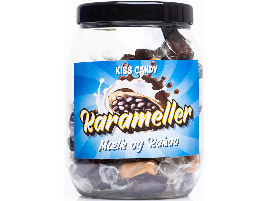 Karameller, Mælk og Kakao, 600g, Kiss Candy