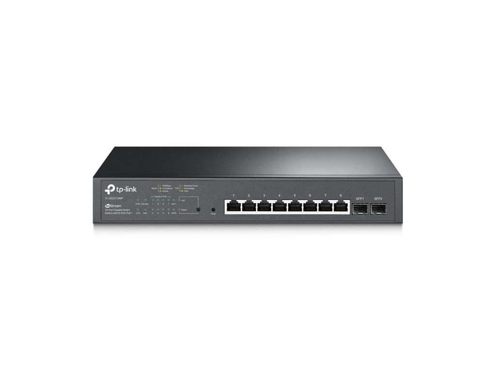 TP-Link JetStream TL-SG2210MP netværksswitch Administreret L2/L2+ Gigabit Ethernet (10/100/1000) Strøm over Ethernet (PoE) 1U Sort