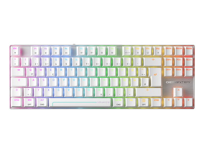 CHERRY MX 8.2 Pro TMR Wireless tastatur Spil USB + RF Wireless + Bluetooth QWERTZ Tysk Sølv, Hvid