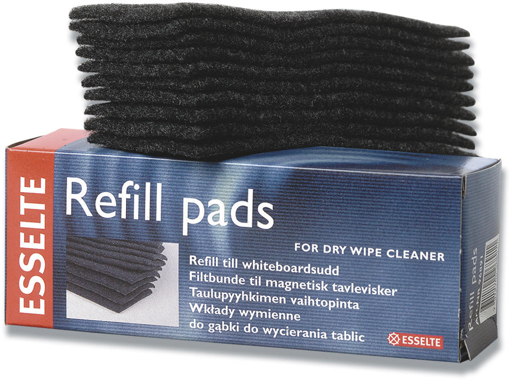 Tavlevisker refiler, Til whiteboards, 10 stk, Sort, Esselte Dry Wipe 
