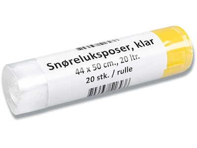 Affaldspose, Med snøreluk, 20 liter, 17 micron, Transparent, 1 rulle, 20 poser pr rulle, Abena