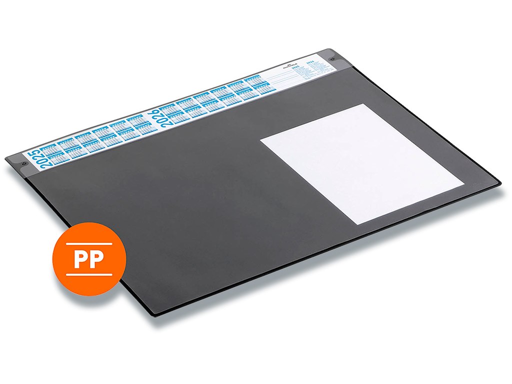 Skriveunderlag, 65x48 cm, Sort, PP, Med 4 års kalender, Durable 