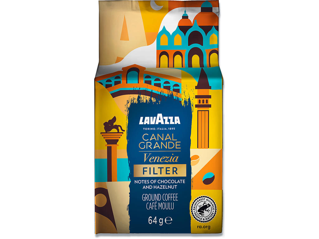 Kaffe, Filter formalet, Lys-mellemristet, 64 g, 30 poser, Lavazza Tales of Italy Canal Grande