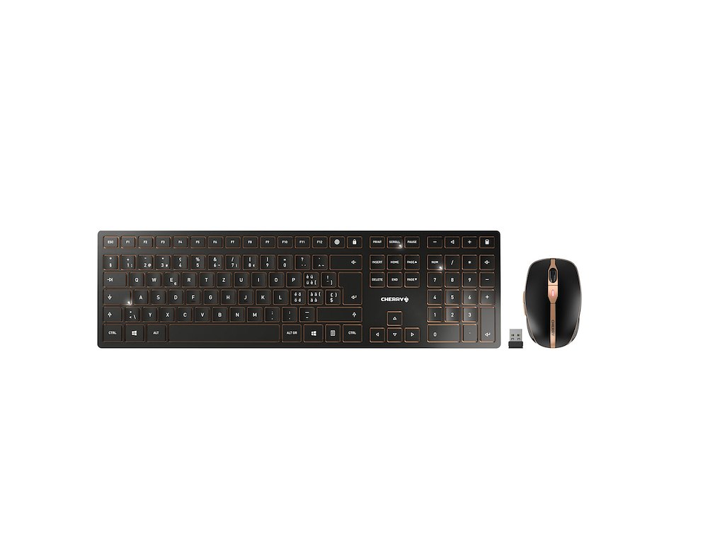 CHERRY DW 9100 SLIM tastatur Mus inkluderet Universel RF trådløs + Bluetooth QWERTZ Schweizisk Sort