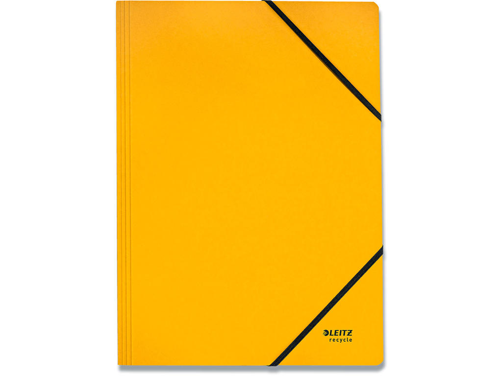 Samlemappe, Uden klapper, 2 elastikker, Gul, Leitz Recycle 