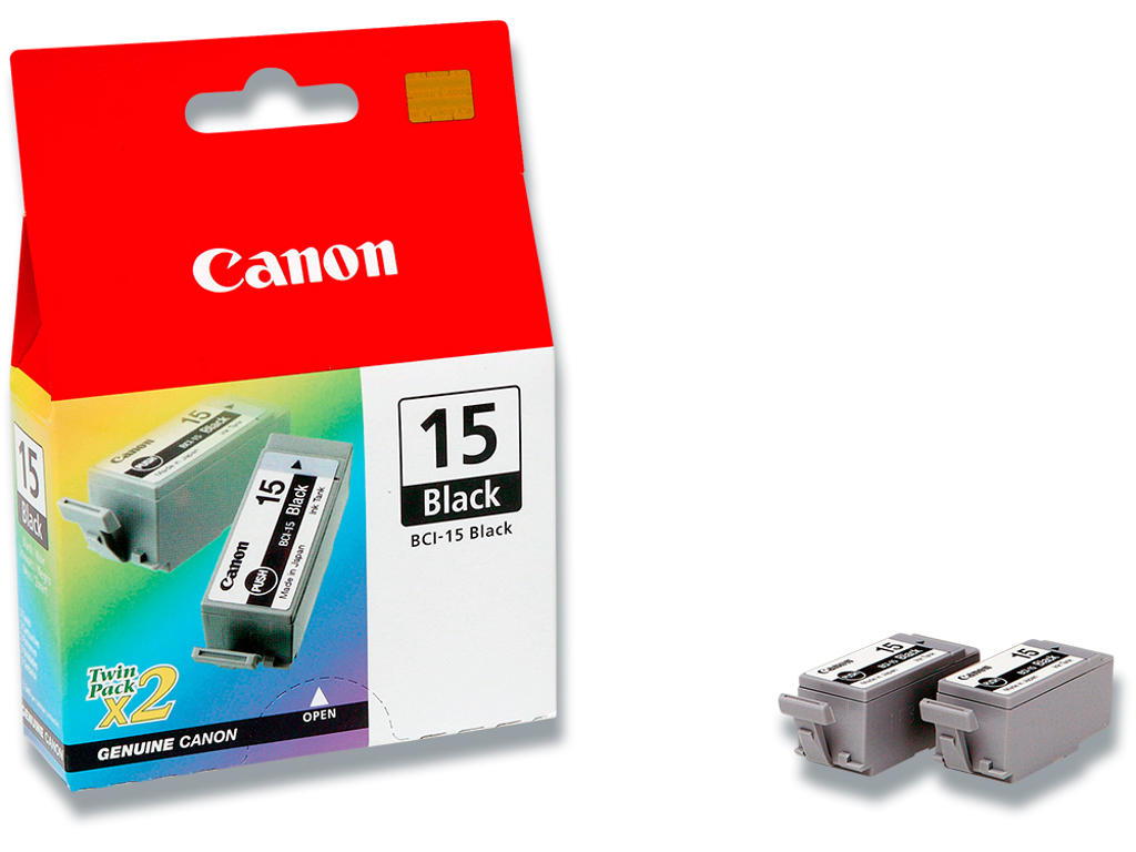 Blækpatroner, 2 stk, 2x80 sider, Black-sort, Canon BCI-15BK