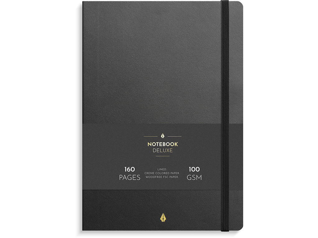 Notesbog, B5, Linjeret, Sort, Mayland Deluxe 