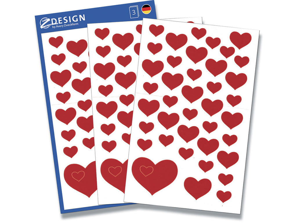 Oblater, Hjerter, 76x120 mm, 117 stk, Avery Design 