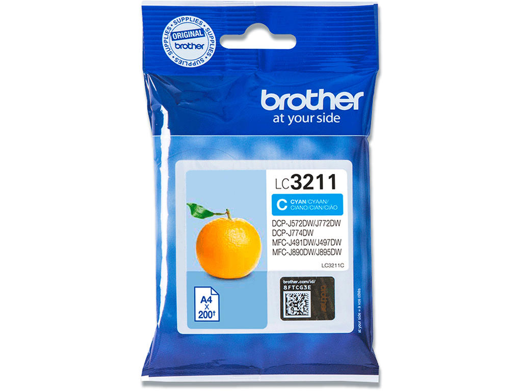 Blækpatron, 1 stk, 200 sider, Black-sort, Brother LC3211C