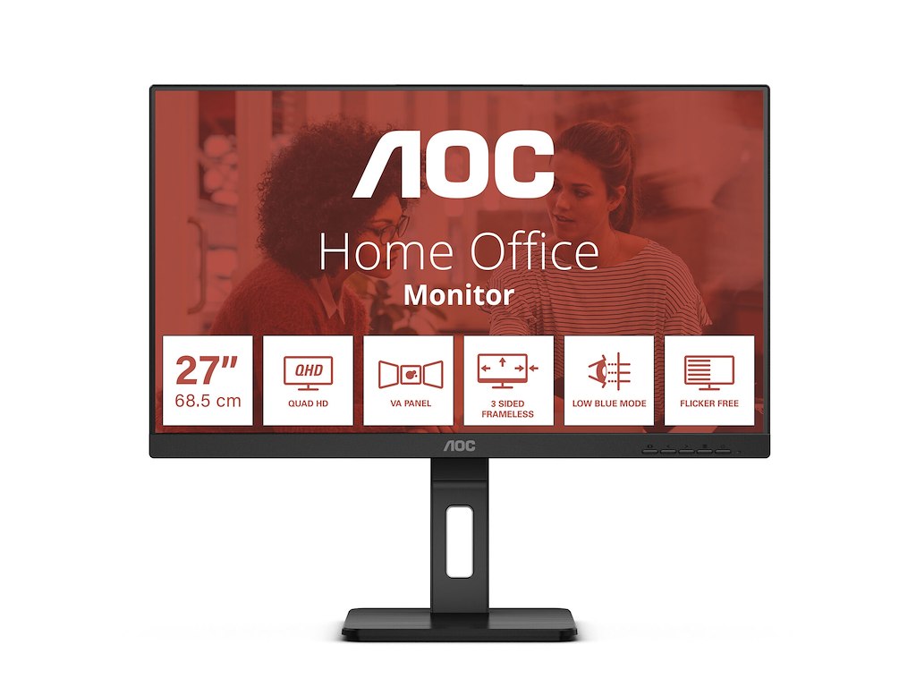 AOC Q27E3UMF computerskærm 68,6 cm (27") 2560 x 1440 pixel Quad HD Sort