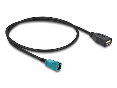 DeLOCK 90702 koaxial kabel 0,5 m HSD Z USB A Sort, Blå