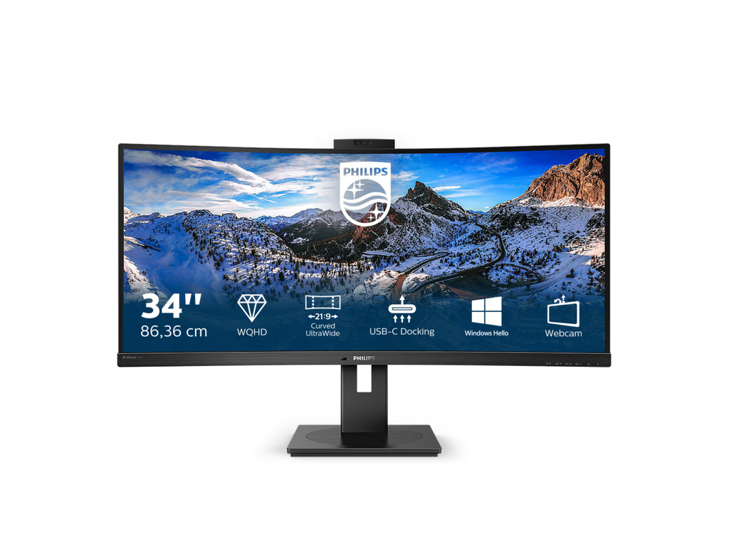 Philips P Line 346P1CRH/00 LED display 86,4 cm (34") 3440 x 1440 pixel UltraWide Quad HD Sort