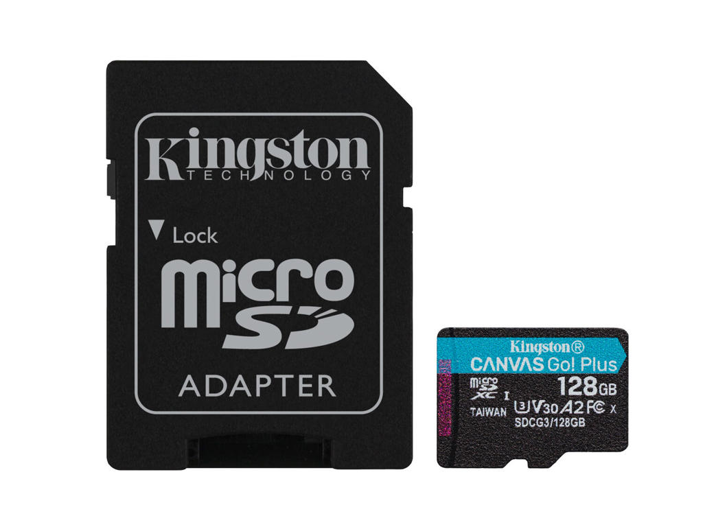 Kingston Technology Canvas Go! Plus 128 GB microSDXC Canvas Go Plus 170R A2 U3 V30-kort + ADP