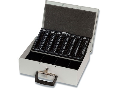 Pengekasse, 36x29x12 cm, Møntplade, 4 Seddelrum, Stål, Protect DK7