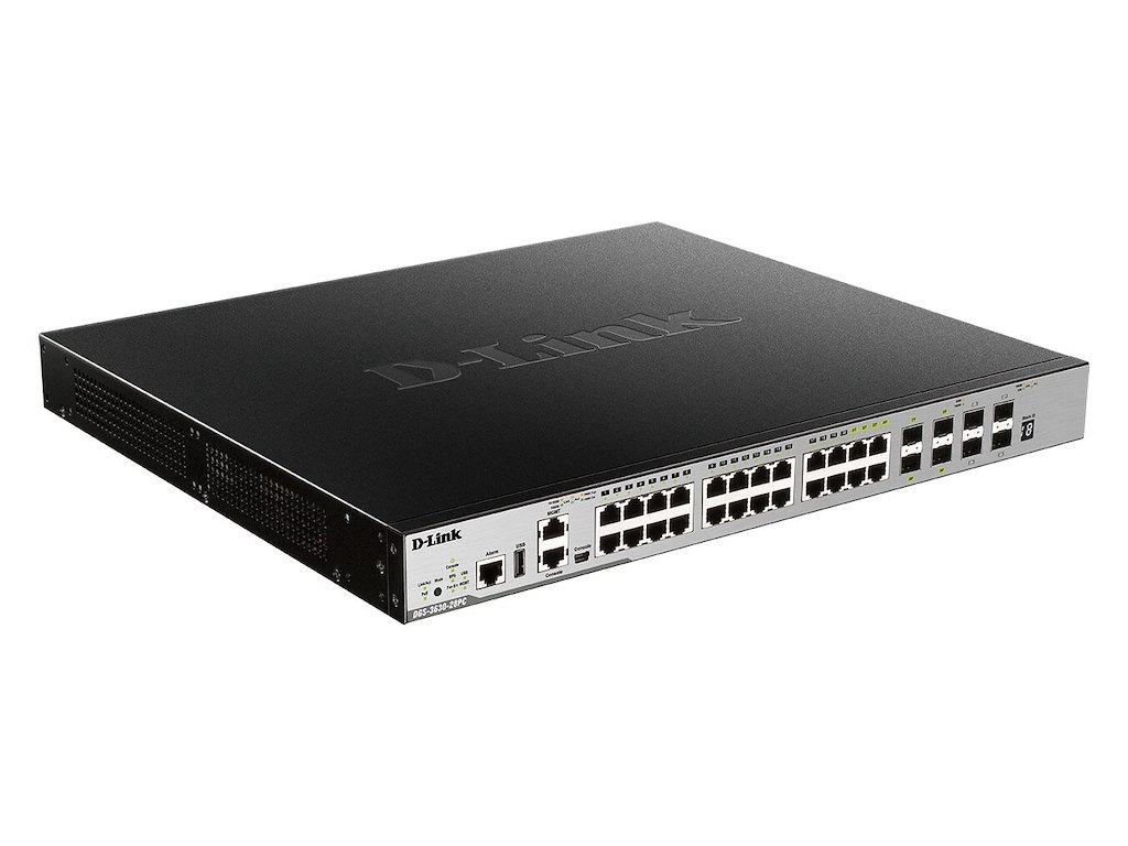 D-Link DGS-3630-28PC/SI netværksswitch Administreret L3 Gigabit Ethernet (10/100/1000) Strøm over Ethernet (PoE) Sort, Grå