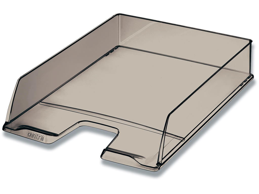 Brevbakke, Transparent røgfarvet, A4, Udvendig: B25.4xH6.1xD35 cm, Centra 
