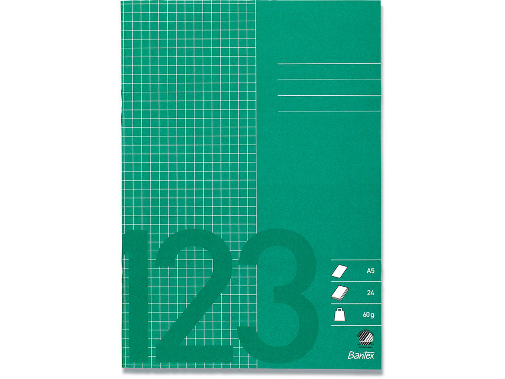 Skolehæfte, A5, Kvadreret, 5x5 mm, Bantex Regne 