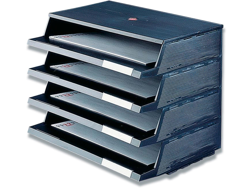 Brevbakkesæt, Med 4 bakker og topplade, A4 til C4, Sort, Twinco Panorama C4