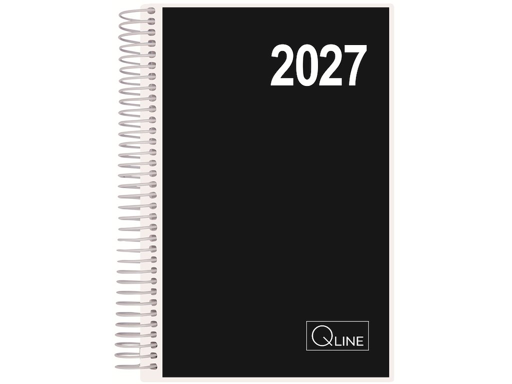 Kalender, 2027, Dag, 1 dag pr. side, Sort, Q-Line 