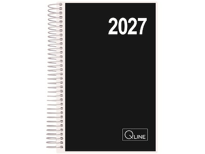 Kalender, 2027, Dag, 1 dag pr. side, Sort, Q-Line 