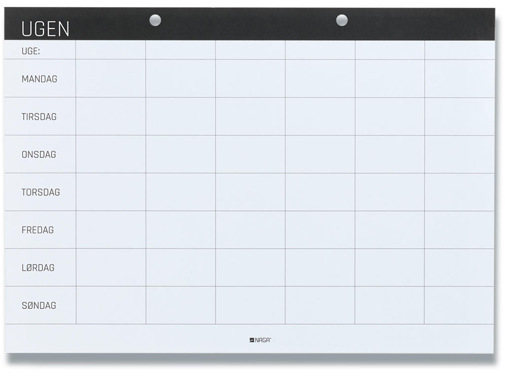 Planlægningsblok, Ugeplan, Dansk, A4, 6 personer, 52 ark, Naga