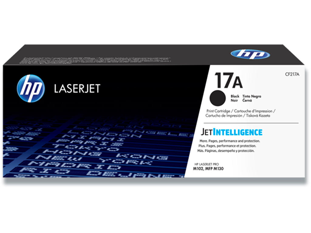 Toner, 17A, Black-sort, 1.600 sider, HP CF217A