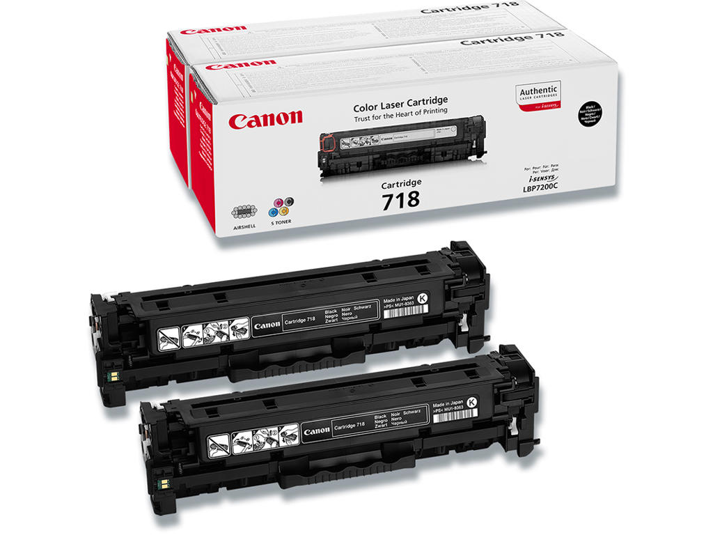 Tonere, 718BK, Black-sort, Dual pack, Canon 2262B005