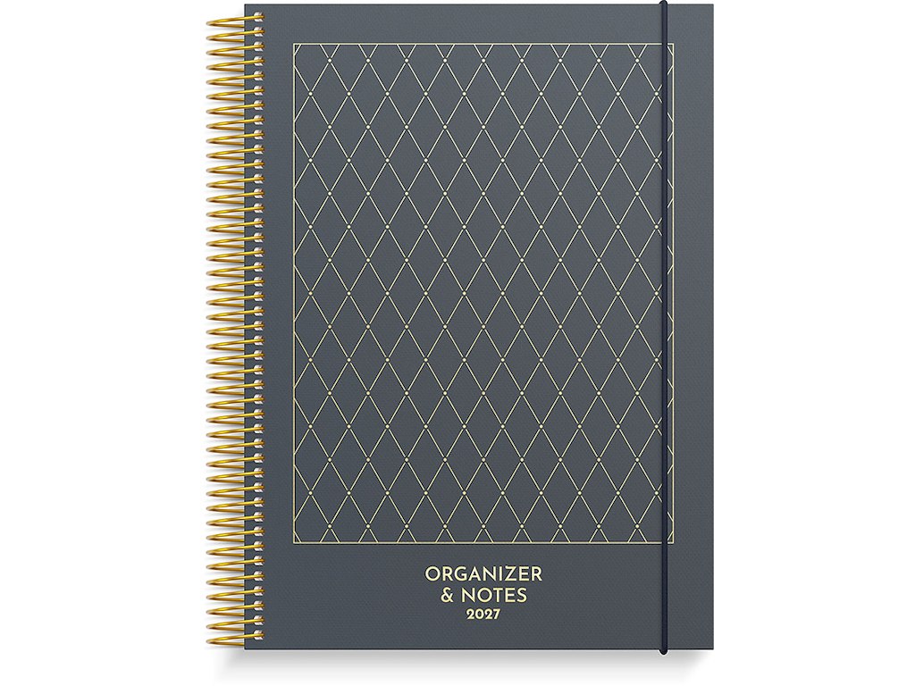 Kalender, 2027, Organizer & Notes, 1 uge pr. opslag, Grå grafik, Mayland