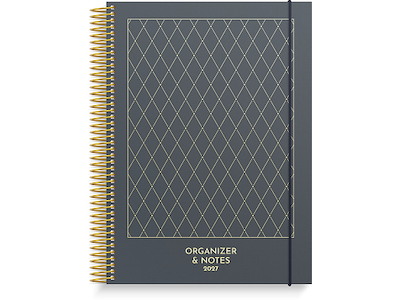 Kalender, 2027, Organizer & Notes, 1 uge pr. opslag, Grå grafik, Mayland
