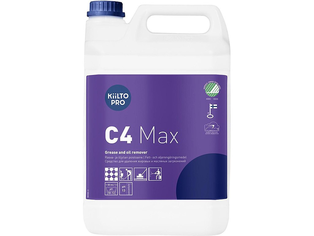 Grundrengøring, Til industri, Med farve, Uden parfume, 5 liter, Kiilto Pro C4 Max