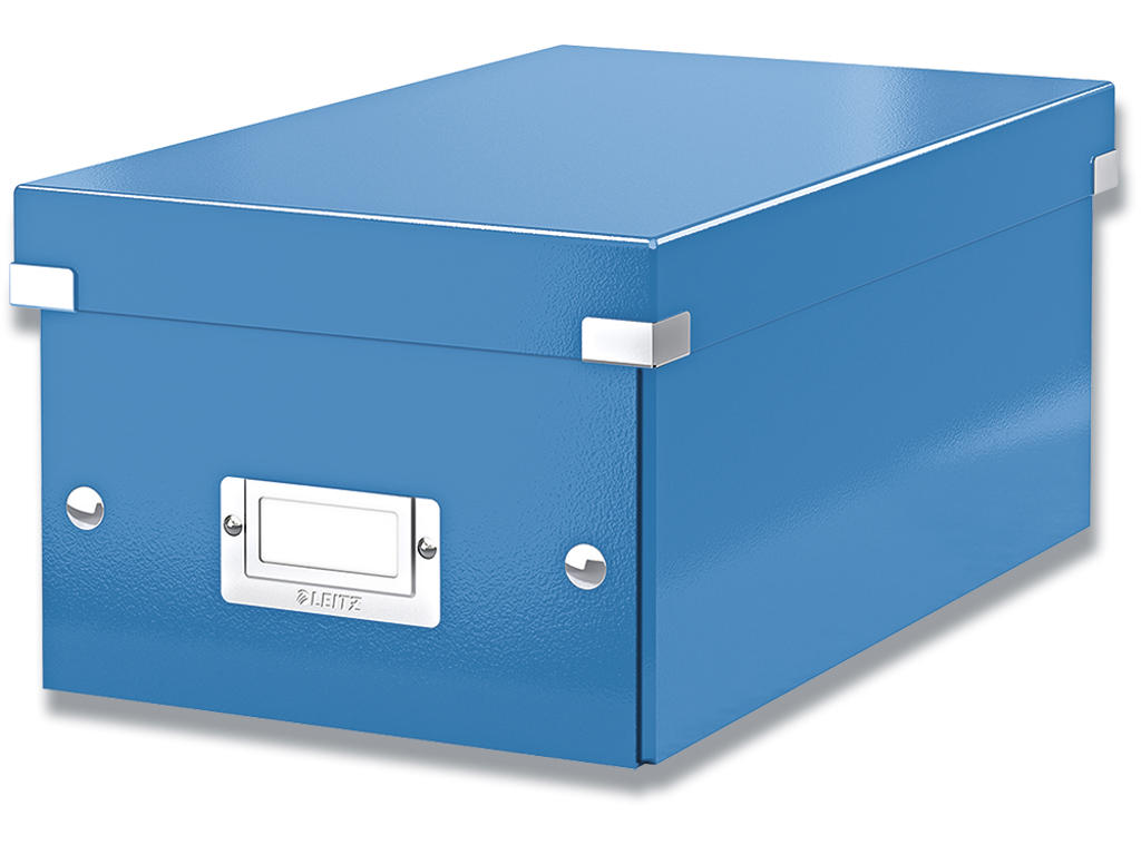 DVD opbevaring, Kasse med låg, 20 standard eller 40 smalle med cover, Metallic blå, Leitz Click & Store WOW 
