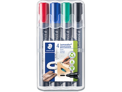 Marker, Rund spids, 2 mm, 4 assorteret, Staedtler Lumocolor 352